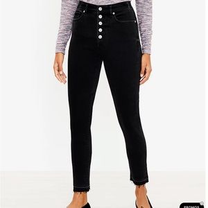 New Loft Black High Waist Curvy Skinny Ankle Jean size 0.